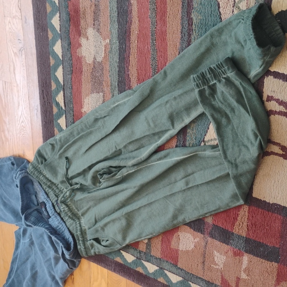 Vintage Genes LOUNGE PANTS Joggers Olive OR Blue Lg UNISEX EPLVC